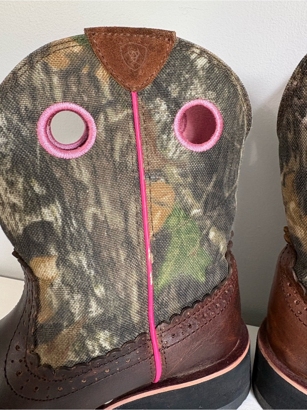 Ariat Fatbaby Cowgirl Camo Pink Western Boots 7.5B - Picture 7 of 12